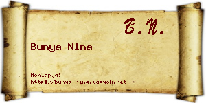 Bunya Nina névjegykártya
